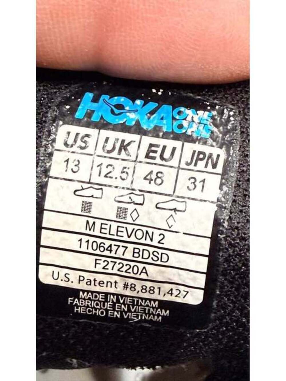 Hoka Elevon 2 Black Running Shoes men’s size 13 - Picture 7 of 7